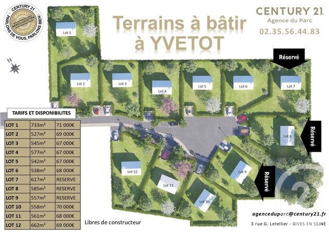terrain à vendre - 617.0 m2 - YVETOT - 76 - HAUTE-NORMANDIE - Century 21 Agence Du Parc